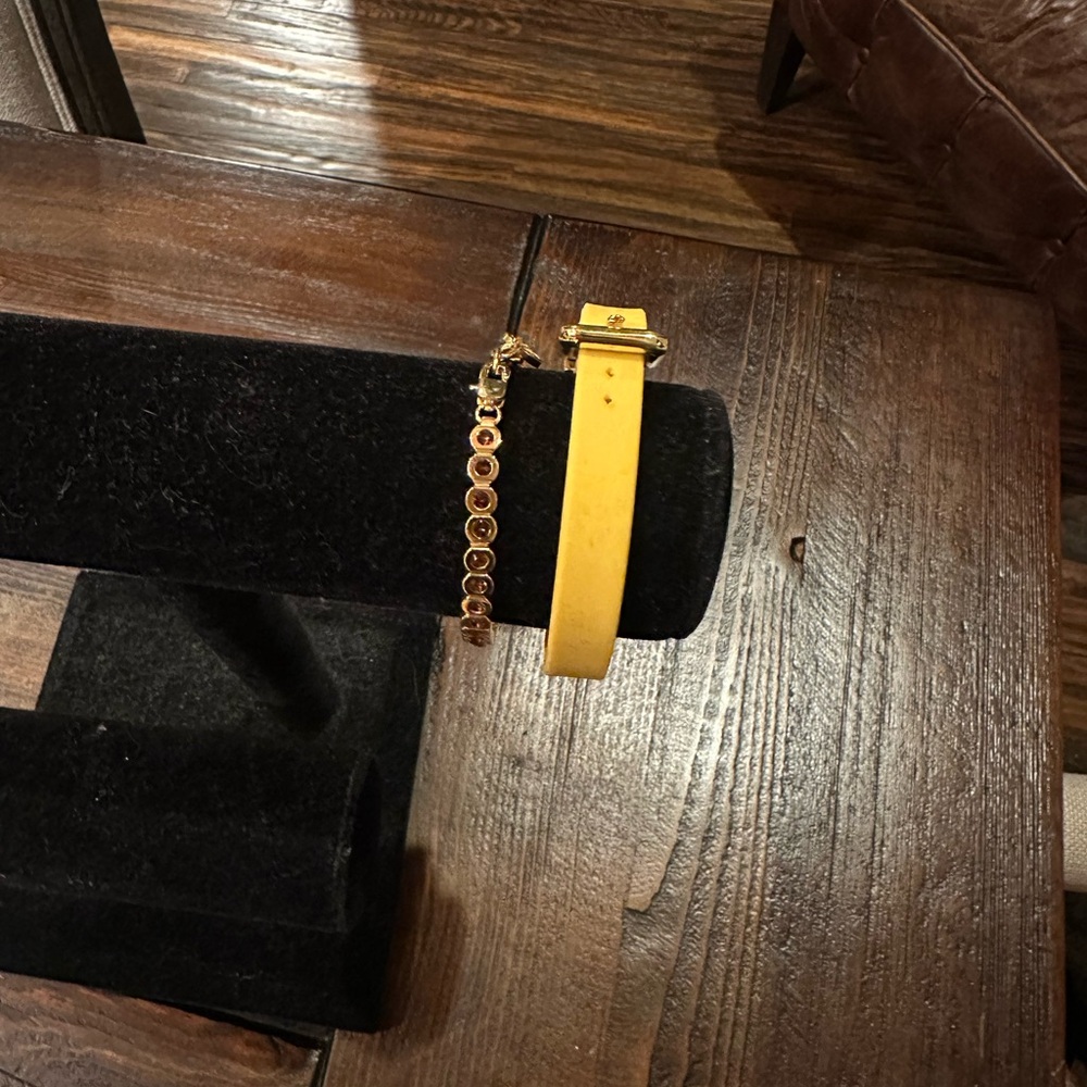 Rustic Cuff Elegant Gold w/ stones and Yellow Bracelet Set